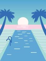 illustrazione di un' nuoto piscina scena con mare e oceano. piatto design vettore illustrazione eps 10.