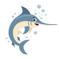 cartone animato disegno di un' pesce spada vettore
