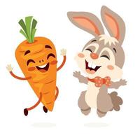 cartone animato coniglio e carota personaggio vettore