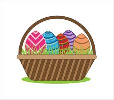 colorato Pasqua uovo su cestino vettore