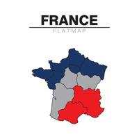 vettore di Francia piatto carta geografica colorato vettore