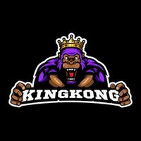 King Kong gorilla esport gioco portafortuna logo design illustrazione vettore