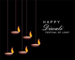 contento Diwali lusso saluto carta. India Festival luci vacanza invito modello collezione con letterediya luci. vettore illustrazione.