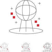 astronomia terra spazio mondo grassetto e magro nero linea icona impostato vettore