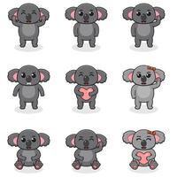 vettore illustrazione impostato di koala cartone animato. fascio di carino koala impostare. impostato di animali. cartone animato e vettore isolato personaggi. un' collezione di animali nel il figli di stile.