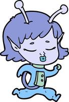 vettore alieno ragazza personaggio nel cartone animato stile