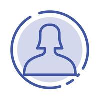 avatar supporto donna blu tratteggiata linea linea icona vettore