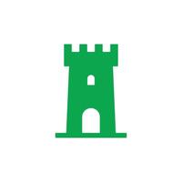 eps10 verde vettore castello Torre astratto solido arte icona isolato su bianca sfondo. castello edificio simbolo nel un' semplice piatto di moda moderno stile per il tuo sito web disegno, logo, e mobile applicazione