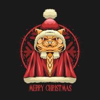 freddo gatto indossare Natale costume maglietta design opera d'arte, allegro Natale manifesto illustrazione vettore