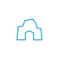 eps10 blu vettore preistorico grotta casa linea arte icona isolato su bianca sfondo. pietra età schema simbolo nel un' semplice piatto di moda moderno stile per il tuo sito web disegno, logo, e mobile App