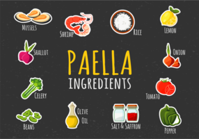Illustrazione degli ingredienti di paella vettore