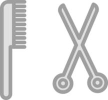 grigio pettine e forbici, illustrazione, su un' bianca sfondo. vettore