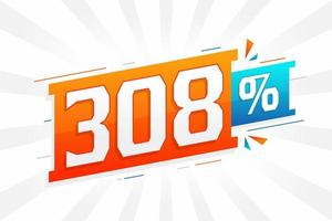 308 sconto marketing bandiera promozione. 308 per cento i saldi promozionale design. vettore