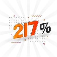 217 sconto marketing bandiera promozione. 217 per cento i saldi promozionale design. vettore