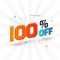 100 per cento via 3d speciale promozionale campagna design. 100 di 3d sconto offrire per vendita e marketing. vettore