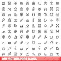 100 motorsport icone impostare, schema stile vettore