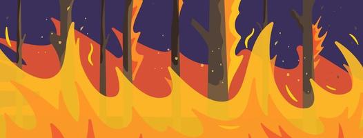 vettore illustrazione di ogni notte macchia d'olio. concetto di un' macchia d'olio. caldo rosso fiamme nel il foresta, un' naturale disastro.