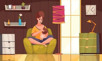 l'allattamento al seno cartone animato concetto vettore
