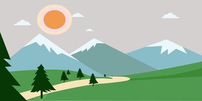 montagna verde campo sfondo sfondo vettore illustrazione