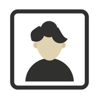 maschio ritratto viso su foto telaio o uomo foto autoscatto piatto colore icona per App e sito web vettore