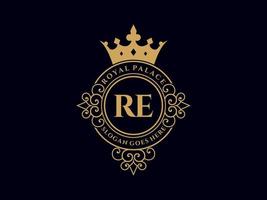 lettera ri antico reale lusso vittoriano logo con ornamentale telaio. vettore