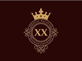 lettera xx antico reale lusso vittoriano logo con ornamentale telaio. vettore