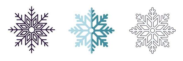 allegro Natale e contento nuovo anno concetto. collezione di icona di fiocco di neve nel linea, piatto e cartone animato stili per ragnatela siti, annunci, articoli, negozi, I negozi vettore