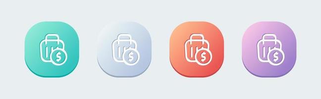 check-out linea icona nel piatto design stile. Acquista segni vettore illustrazione.