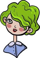 ragazza con verde capelli, illustrazione, vettore su bianca sfondo