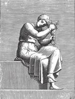 donna pettinatura sua capelli, adamo scultori, dopo michelangelo, 1585, Vintage ▾ illustrazione. vettore