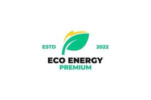piatto eco energia logo design vettore illustrazione