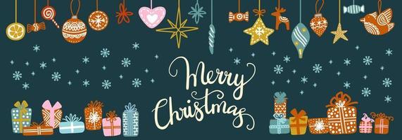 horisontal carta i regali e Natale decorazioni vettore illustrazione