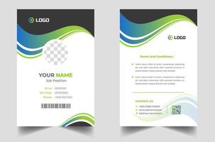 azienda dipendente id carta modello. moderno e pulito attività commerciale id carta modello. professionale id carta design modello con verde colore. aziendale moderno attività commerciale id carta design modello. vettore