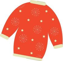 vettore a maglia rosso inverno maglione con fiocchi di neve. caldo maglione icona. Natale saluto carta con un' maglione.