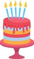 colorato torta con candele, illustrazione, vettore su bianca sfondo