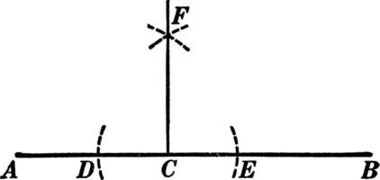 costruzione di un' perpendicolare per un' dritto linea, Vintage ▾ illustrazione. vettore