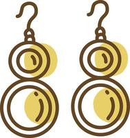 Due d'oro orecchini, illustrazione, vettore, su un' bianca sfondo. vettore