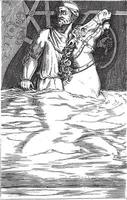 sollievo di Orazio cocchi su groppa difendere il ponte sublicio nel il acqua, anonimo, 1584, Vintage ▾ illustrazione. vettore