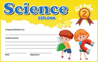 modello di certificato di diploma di scienze con i bambini vettore