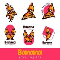 set di caratteri mascotte banana vettore