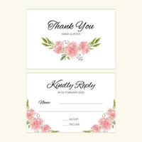 modello di carta rsvp matrimonio bouquet rosa acquerello vettore