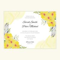 carta di invito matrimonio floreale giallo acquerello dipinto a mano vettore