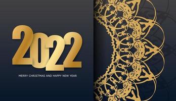 2022 opuscolo contento nuovo anno nero con Vintage ▾ oro ornamento vettore