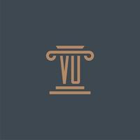 vu iniziale monogramma per studio legale logo con pilastro design vettore