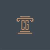 cg iniziale monogramma per studio legale logo con pilastro design vettore