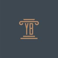 yb iniziale monogramma per studio legale logo con pilastro design vettore