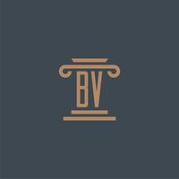 bv iniziale monogramma per studio legale logo con pilastro design vettore