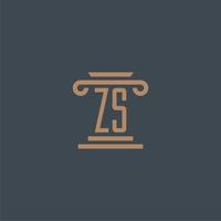 zs iniziale monogramma per studio legale logo con pilastro design vettore