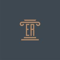 er iniziale monogramma per studio legale logo con pilastro design vettore