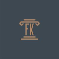 fk iniziale monogramma per studio legale logo con pilastro design vettore